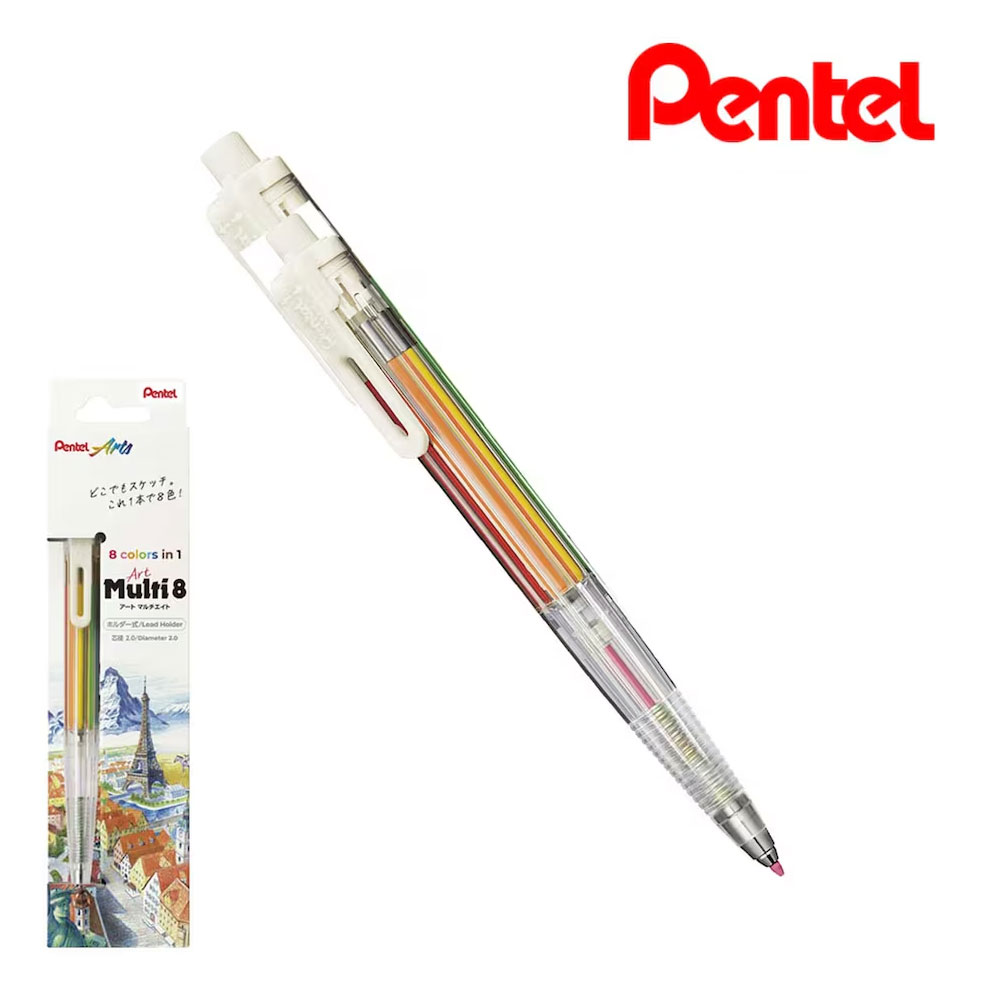 일본 펜텔 아트 멀티8 샤프식 색연필 8색