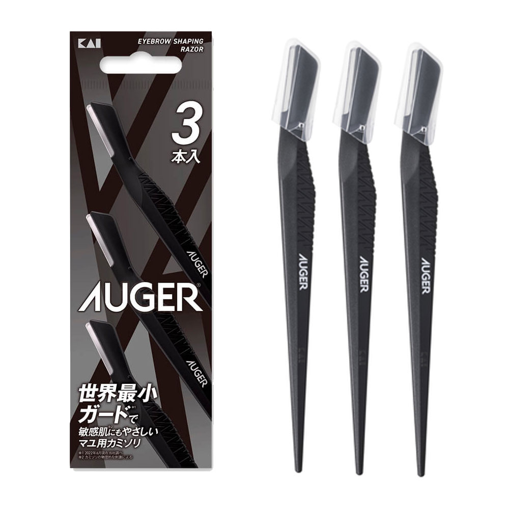 일본 KAI 카이 블랙 눈썹칼 AUGER 눈썹면도기 3P