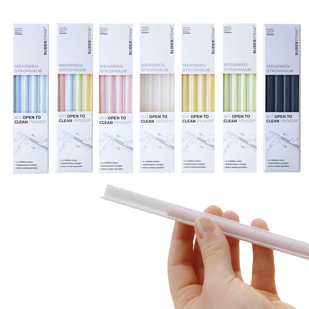 슬라이더 스트로우 분리 세척 개방형 빨대 재사용 다회용 빨대 Long 4개세트