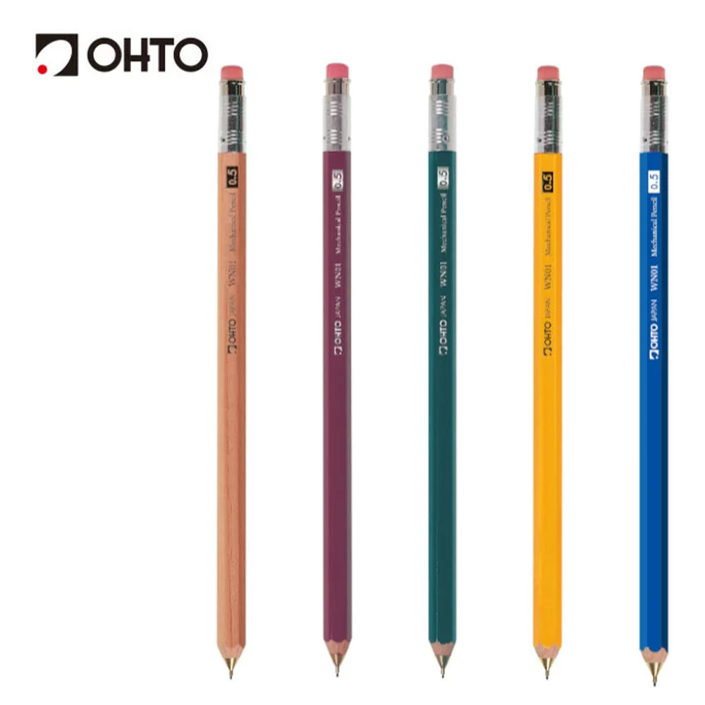 일본 OHTO 오토 천연 목재샤프 우드샤프 레트로 연필모양 0.5mm