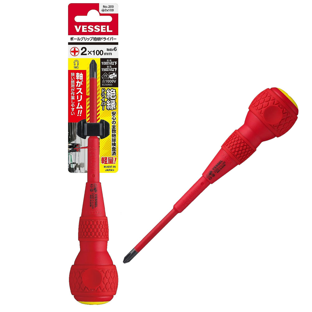 일본 베셀 절연 십자 드라이버 자석 200 2X100