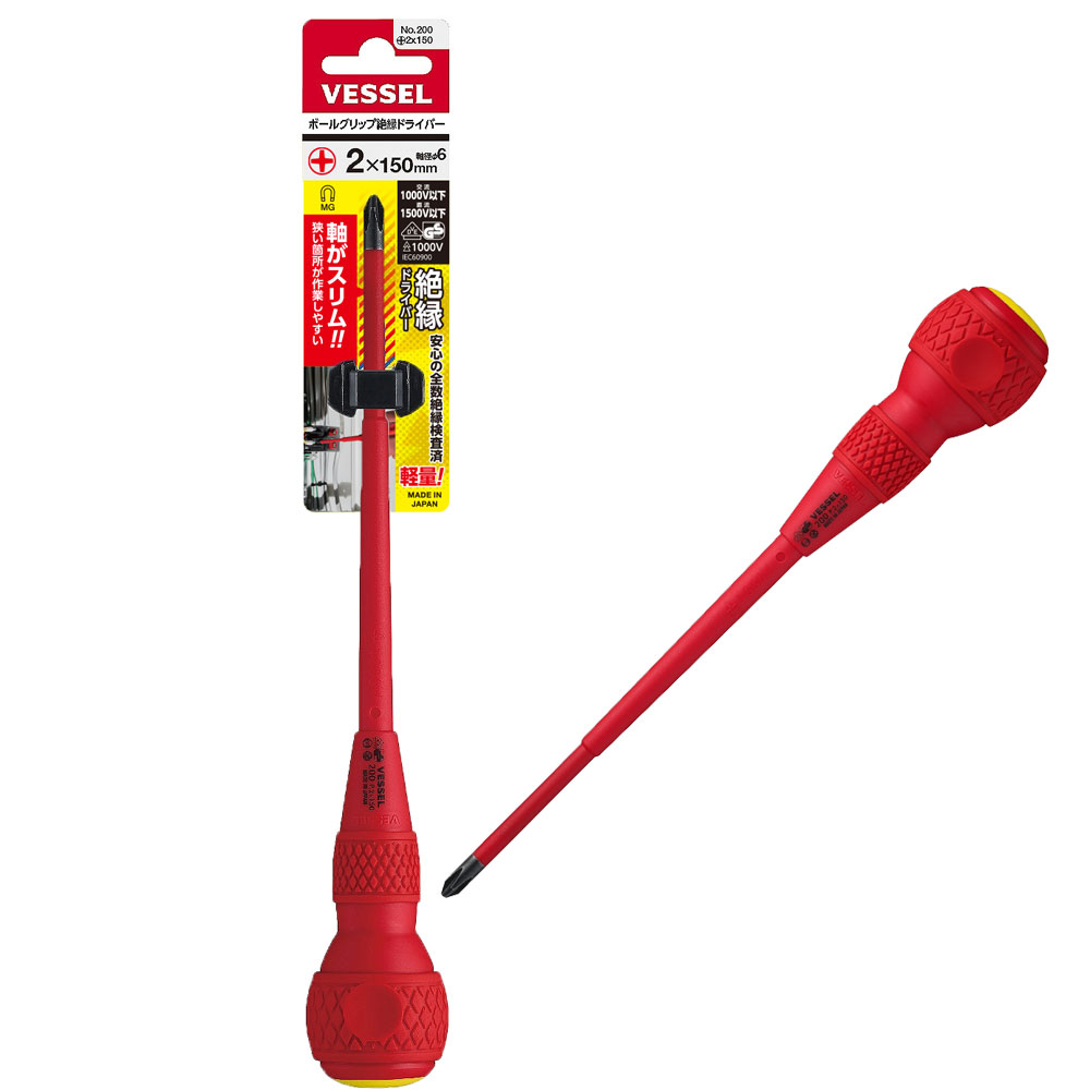 일본 베셀 절연 십자 드라이버 자석 200 2X150