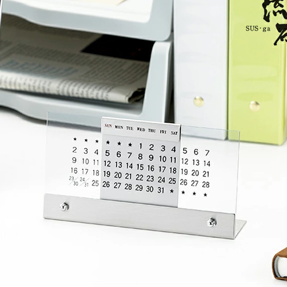 일본 타카쿠와 아크릴 금속 만년 달력 슬라이드 탁상달력 캘린더