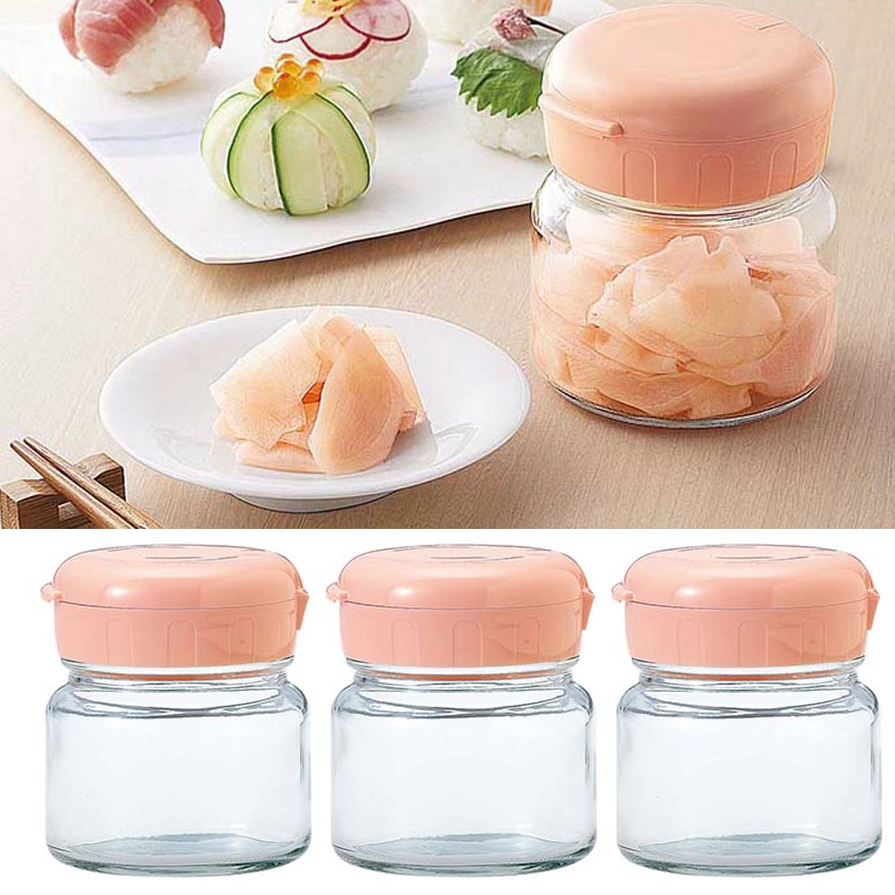 일본 도요사사키 유리 양념병 조미룡병 밀폐용기 핑크 275ml 3개세트