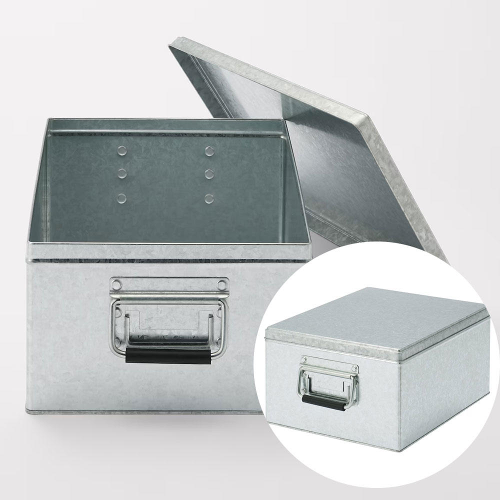 MIJI 무인양품 함석 박스 철제보관함 손잡이 정리함 26x37x16cm