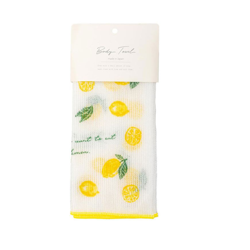 [리퍼-포장훼손] 일본 코지 나일론 저자극 샤워타올 부드러운 바디타올 레몬