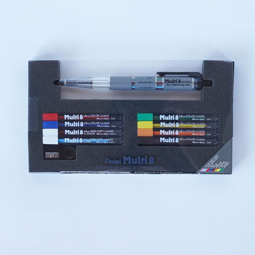 일본 펜텔 멀티 8 샤프 볼펜 세트 교체심 샤프너 세트 PH802ST