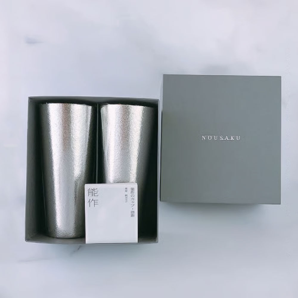 노사쿠 일본 주석 맥주잔 주석 컵 435ml 2개세트