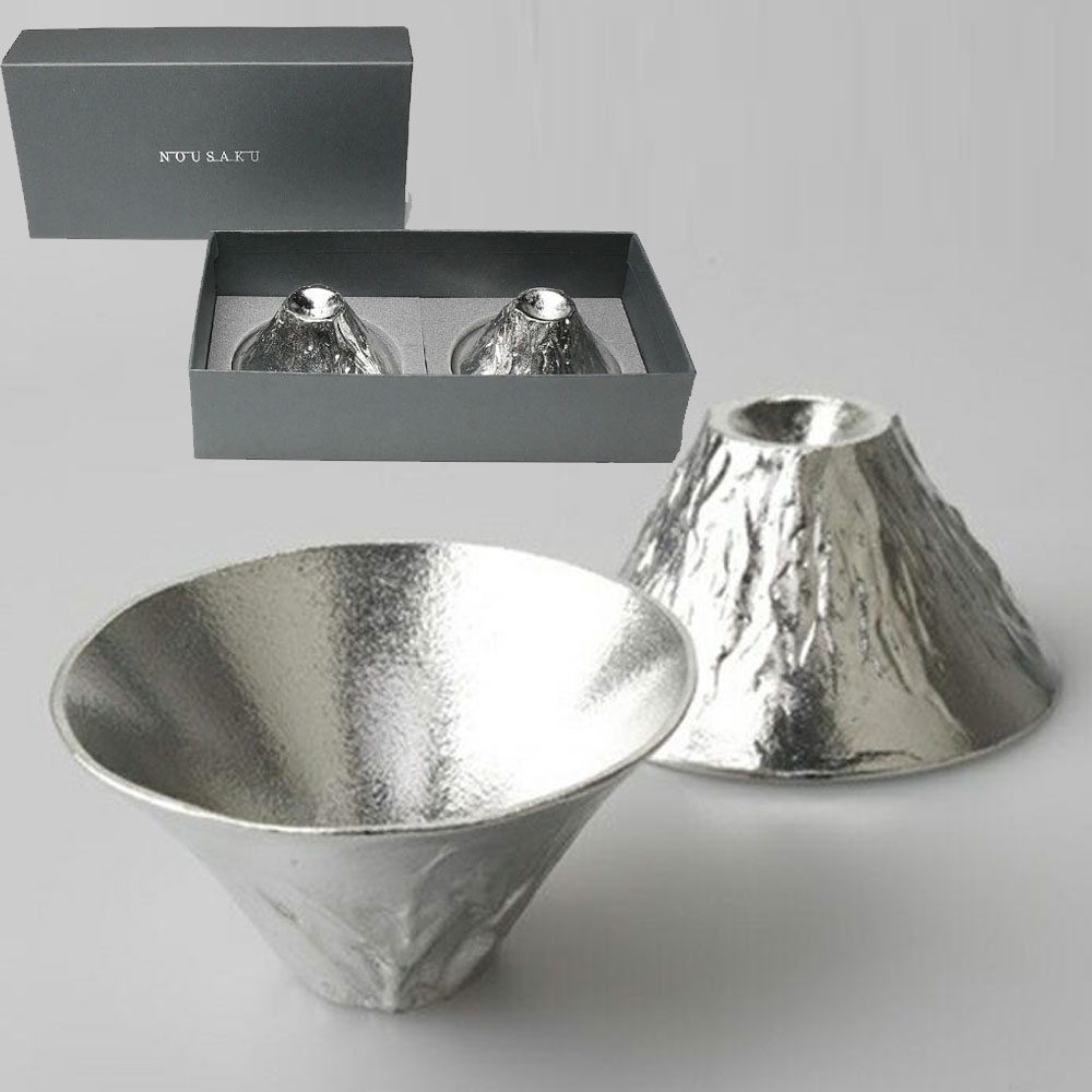 노사쿠 일본 후지산 주석 사케잔 술잔 2p세트