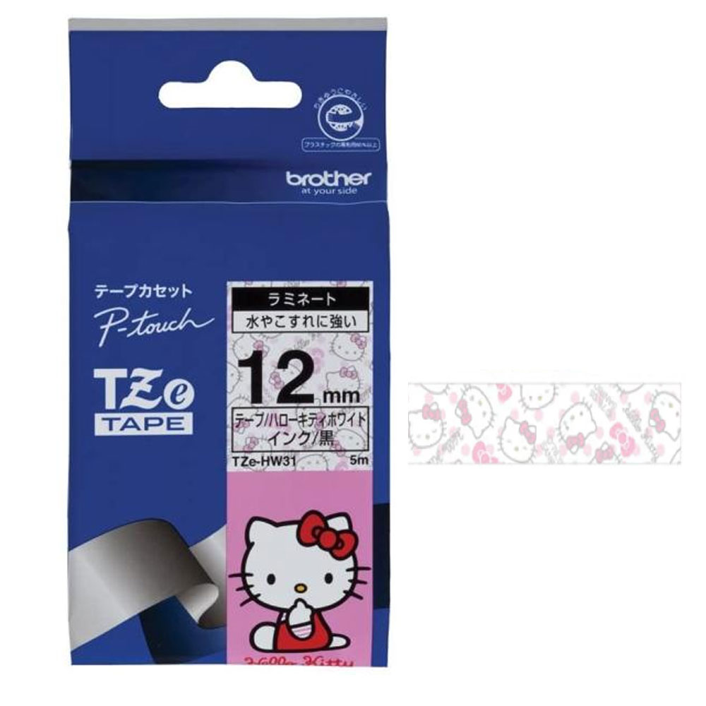 일본 브라더 라벨기 테이프 TZe-HW31 헬로키티 라벨지 카트리지 12mm