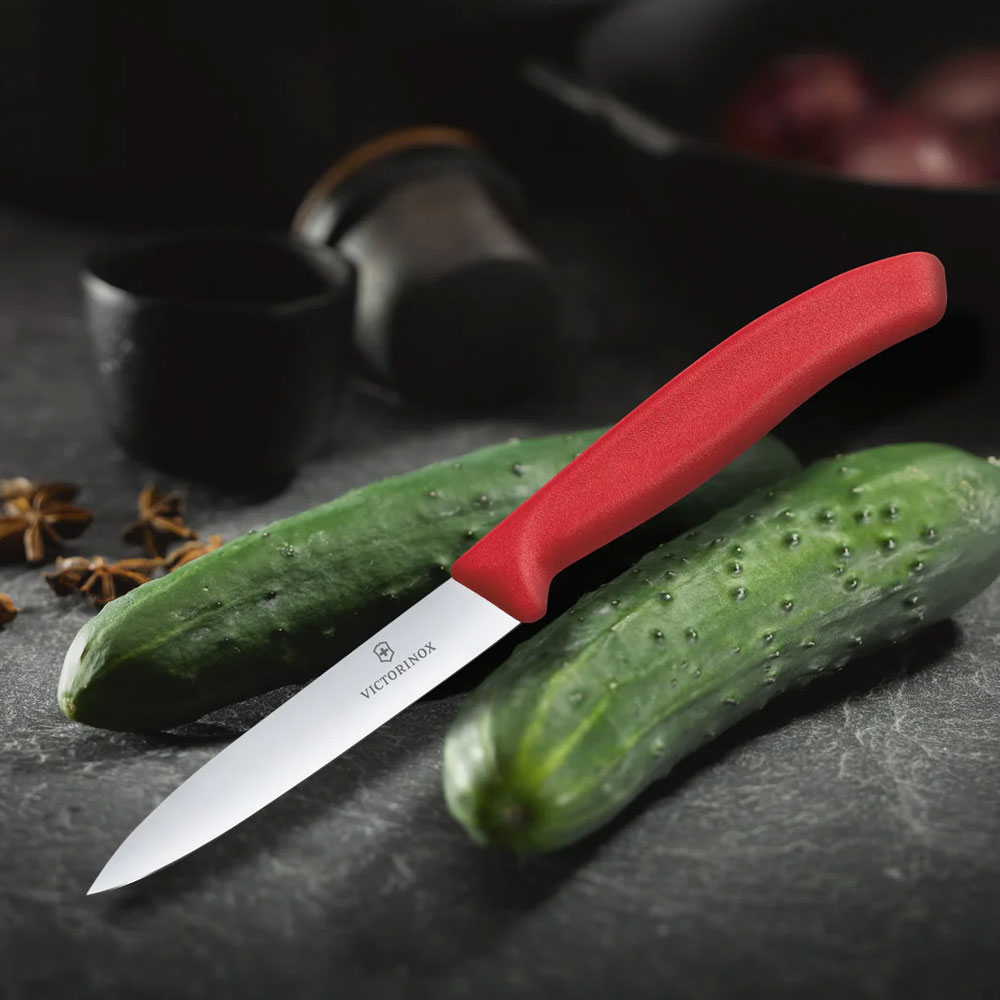 스위스 빅토리녹스 주방 과도 이유식칼 페어링 나이프 레드 주방칼 10cm