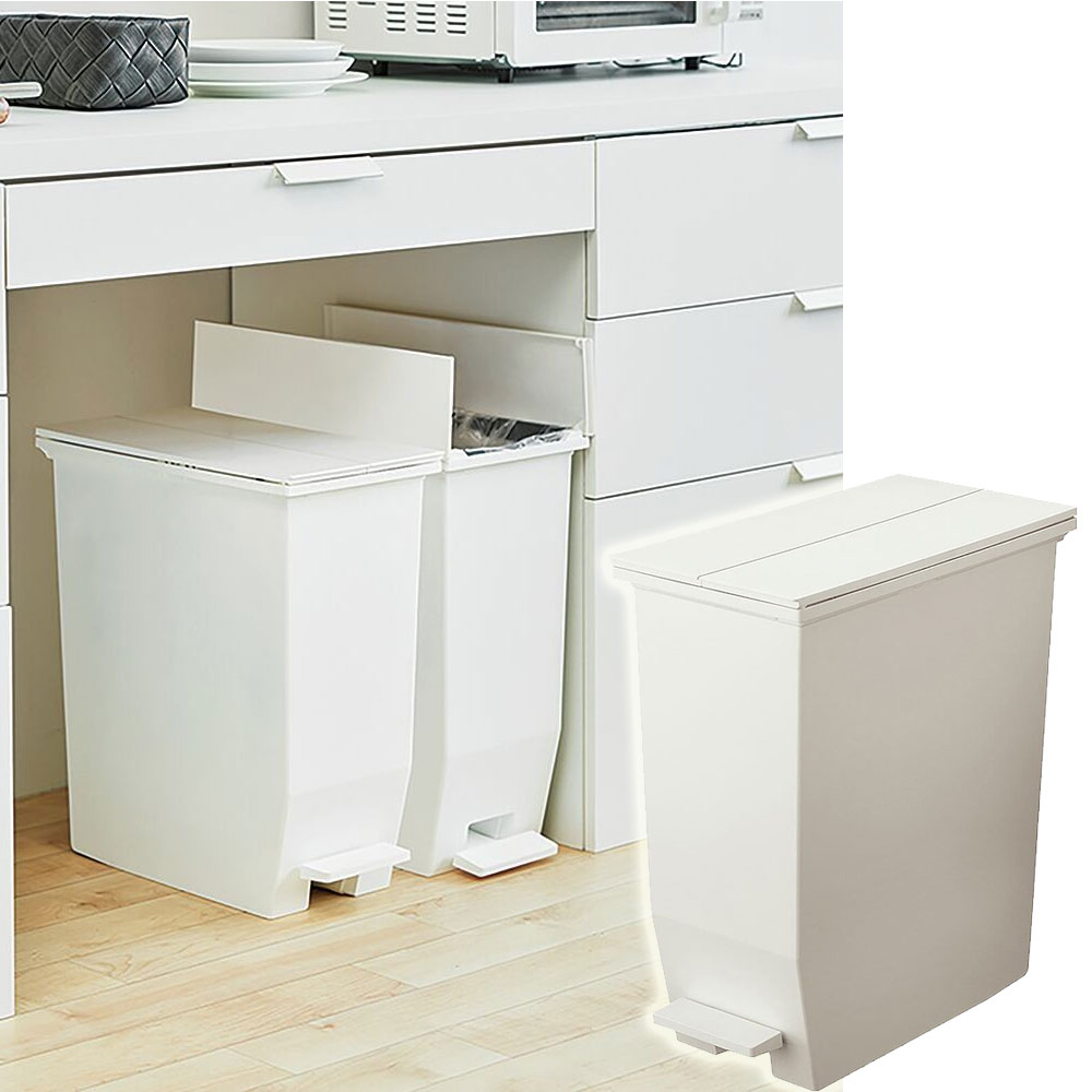 리스 일본 페달 휴지통 슬림 틈새 쓰레기통 35리터