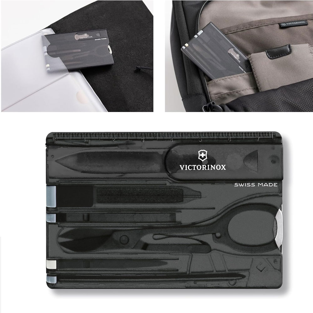 스위스 빅토리녹스 잠금기능 카드형 멀티툴 투명 블랙