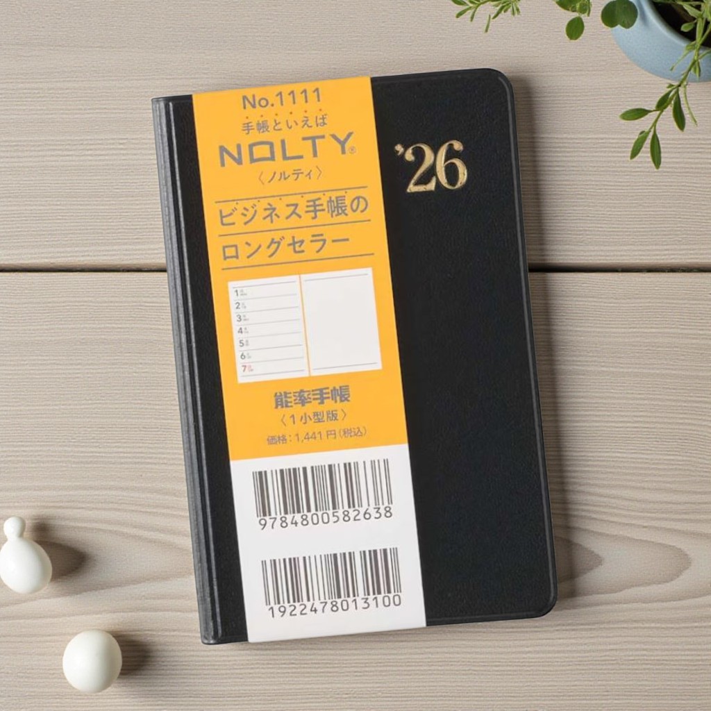 일본 NOLTY 놀티 2026 위클리 가죽 B7 일본어판 다이어리 블랙