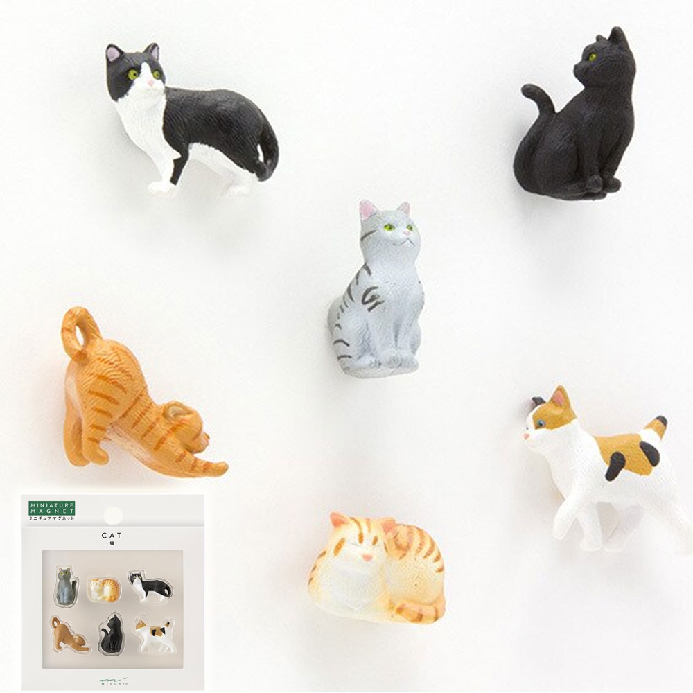 미도리 미니 냉장고 자석 고양이 마그넷 6P