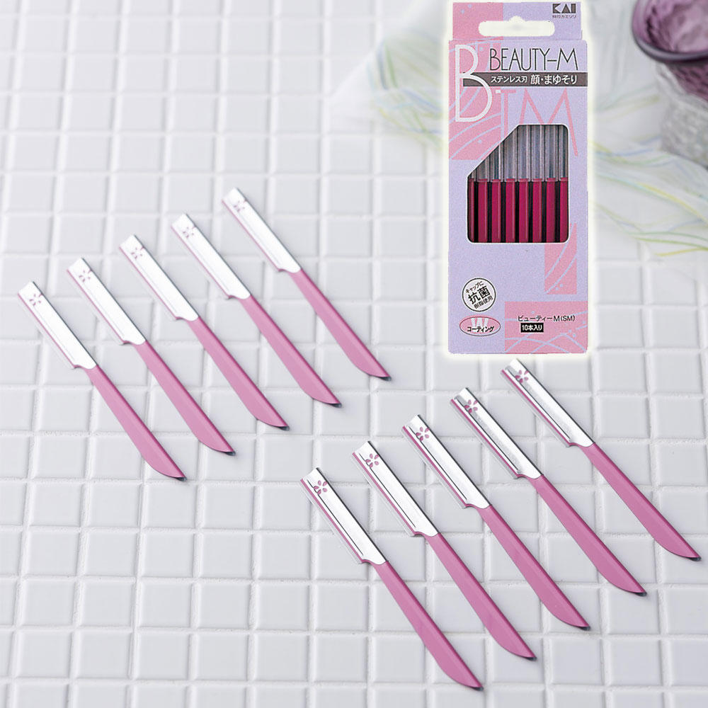 KAI 카이 뷰티엠 핑크 눈썹칼 일본 눈썹면도기 10P