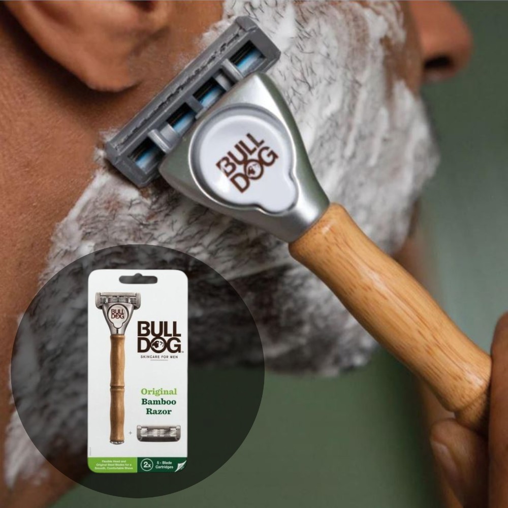 불독 대나무 손잡이 안전 클래식 5중날 저자극 면도기
