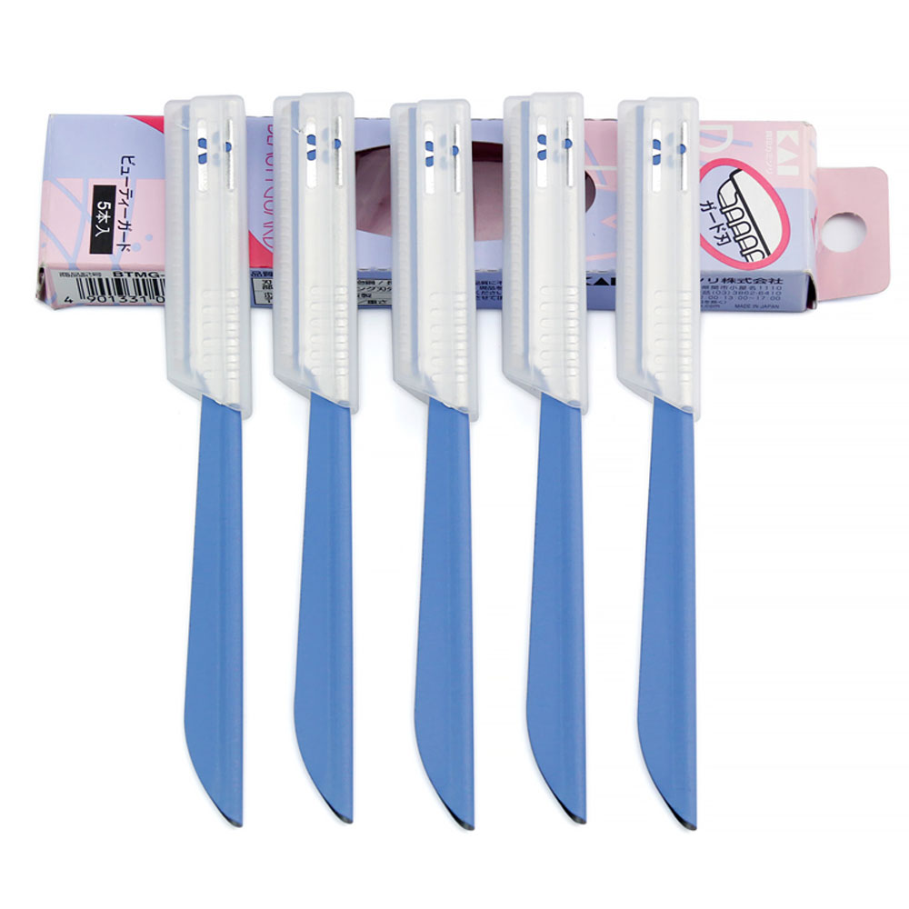 일본 KAI 카이 뷰티가드 블루 눈썹칼 눈썹면도기 5P