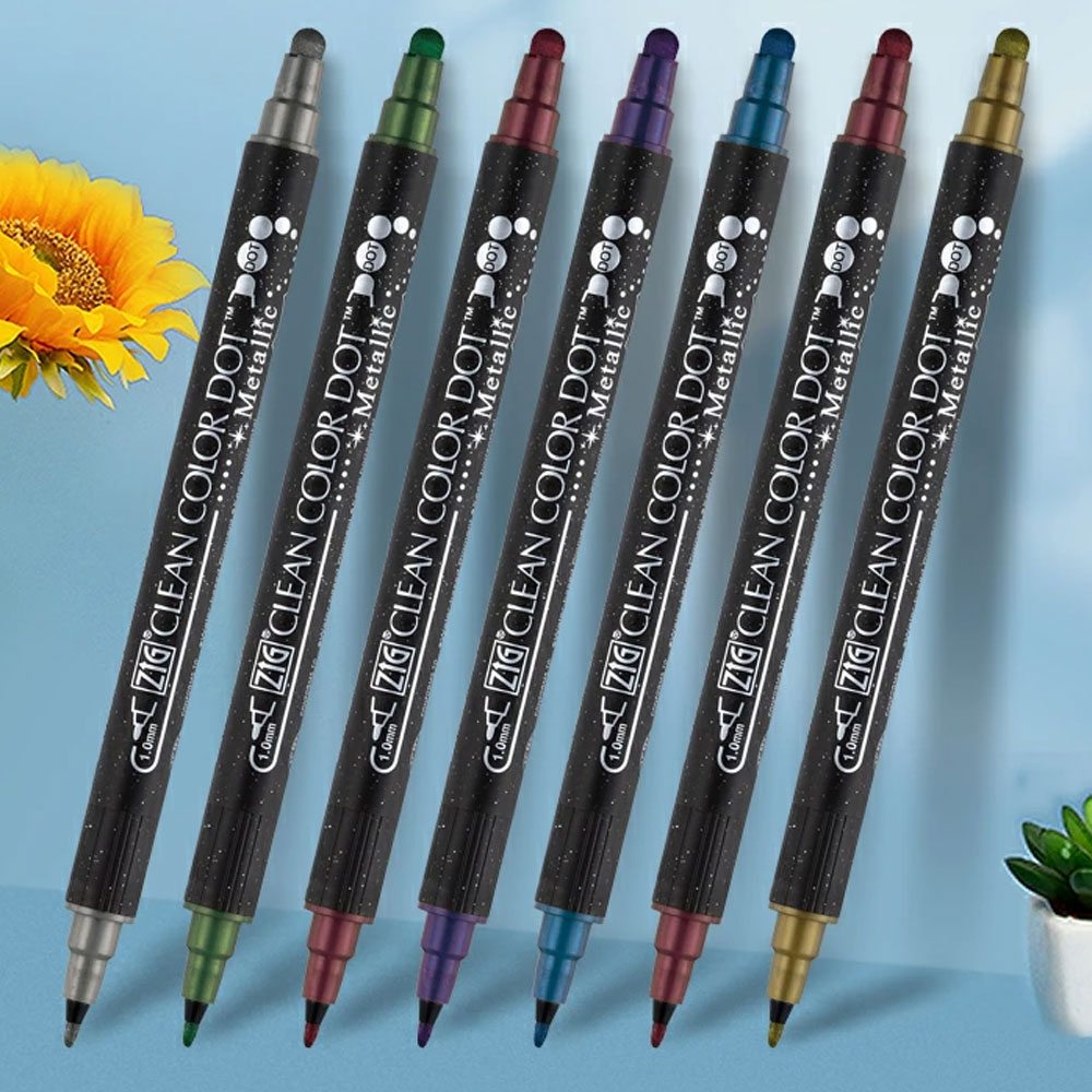 일본 쿠레타케 지그 트윈닙 도트펜 메탈릭 펜 6색 세트