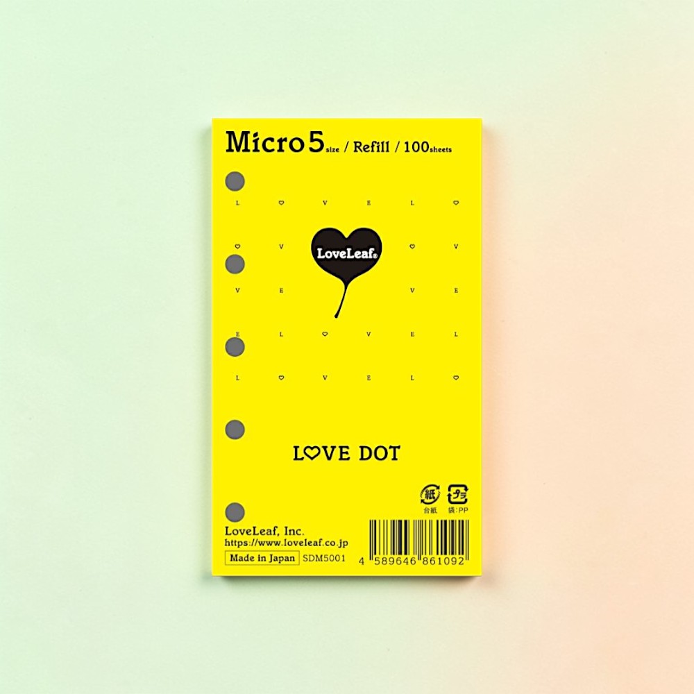 일본 러브리프 미니 5공 다이어리 러브닷 도트 리필 속지 A8