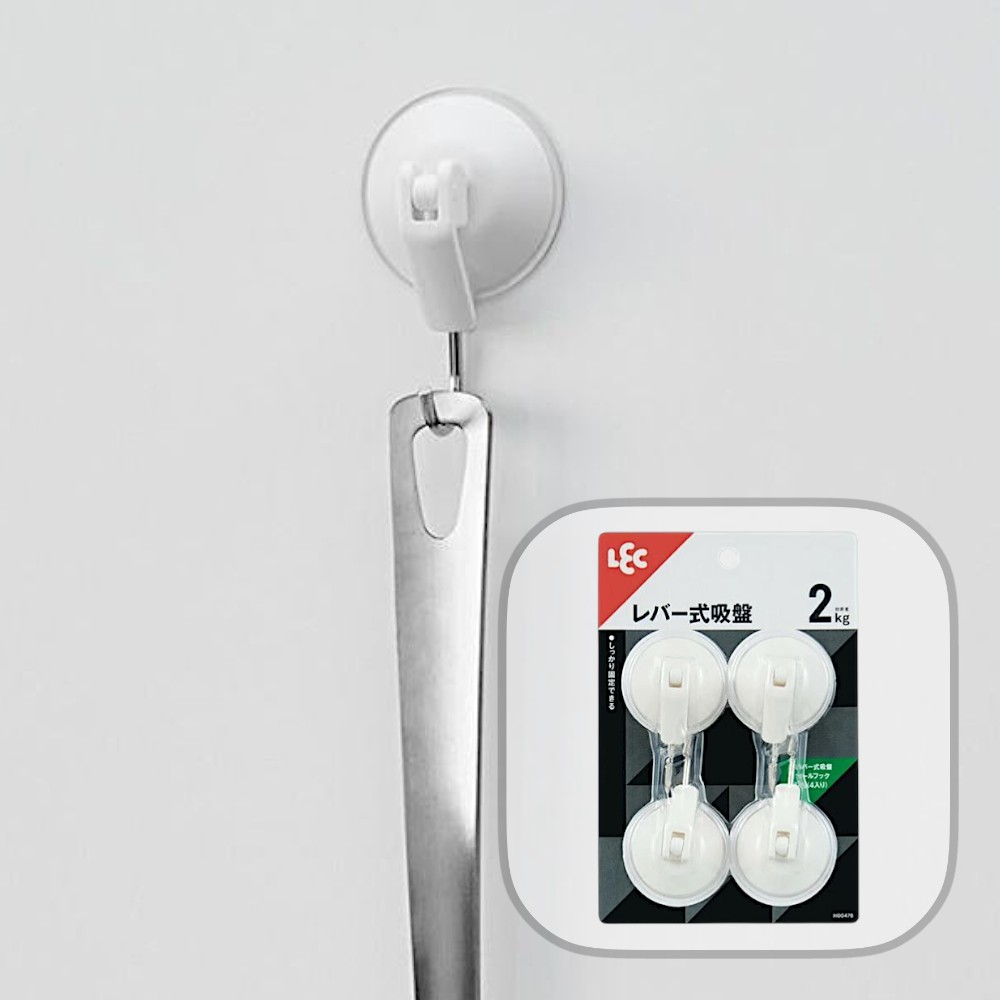 LEC 붙이는 레버 흡착형 원형 후크 S 적재용량 2kg 4개입