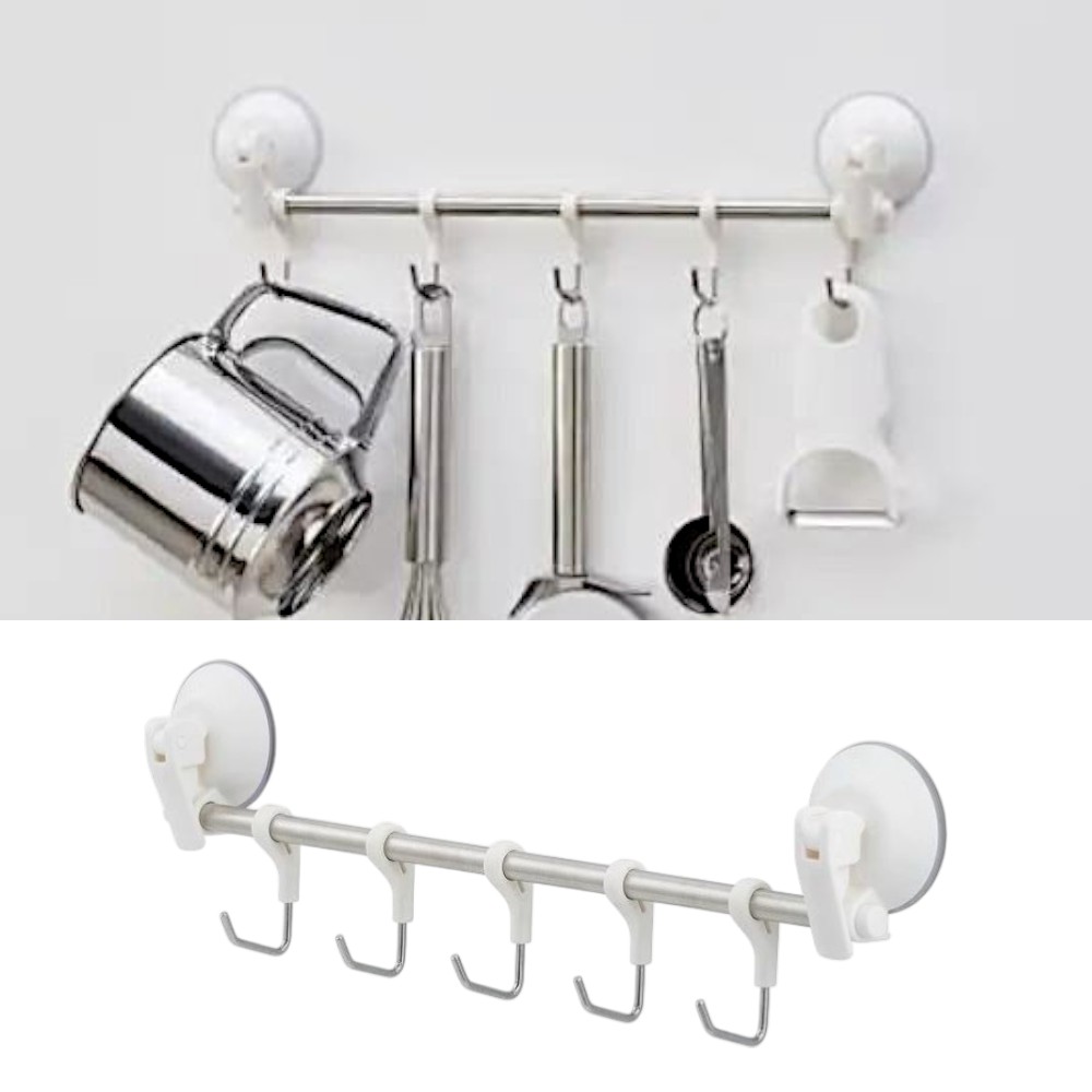 LEC 레버형 흡착 스테인레스 주방걸이 후크 적재용량 5kg