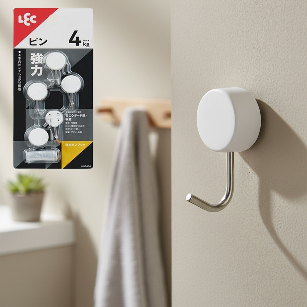 LEC 다용도 강력펀 후크 욕실 청소도구 현관 열쇠걸이 4kg