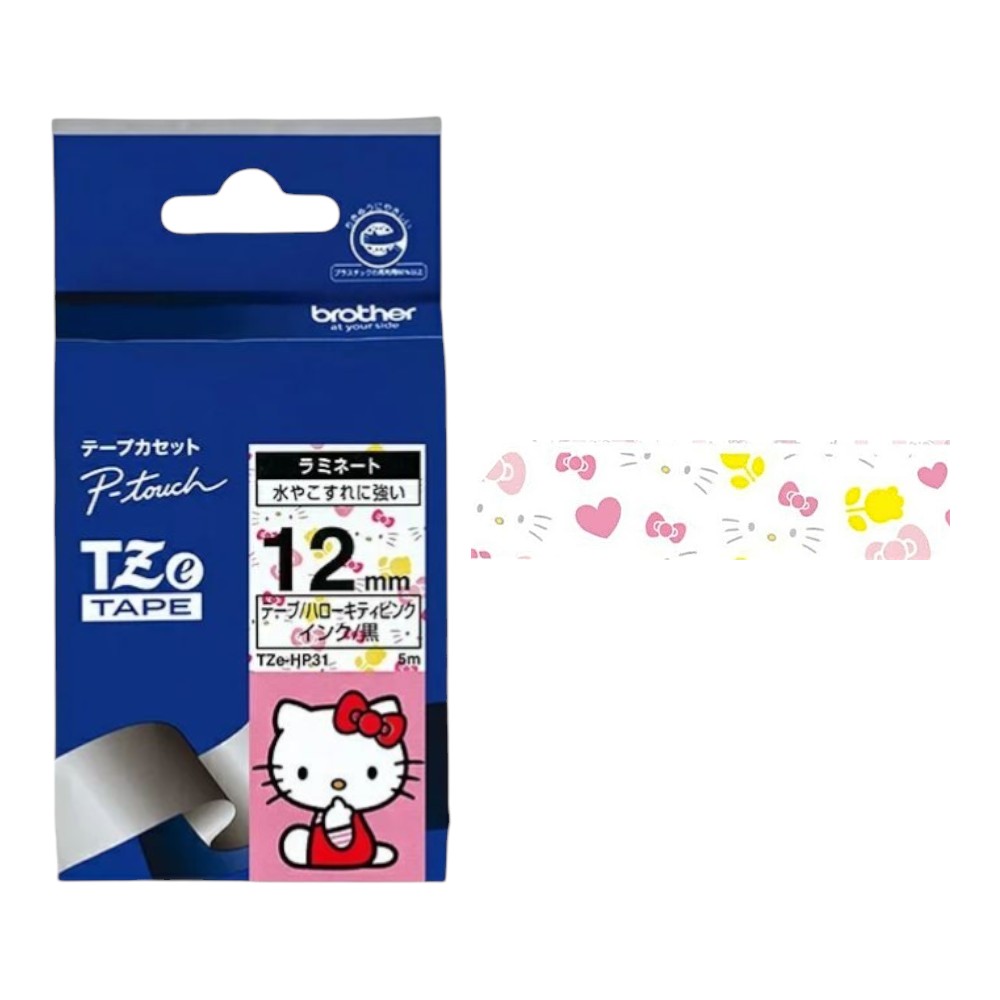 일본 브라더 TZe-HP31 헬로키티 라벨기 카트리지 테이프 12mm
