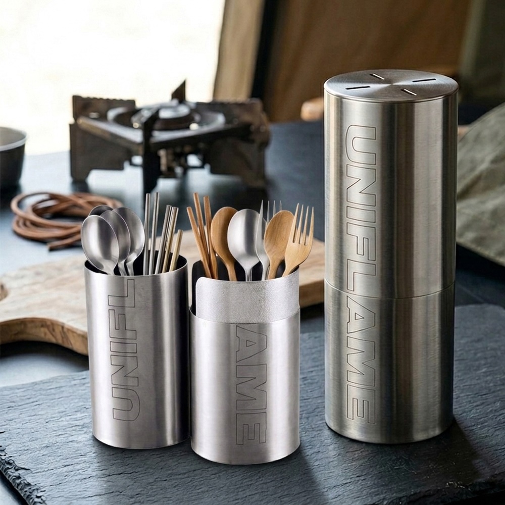 일본 유니프레임 캠핑 야외 커트러리 스테인리스 수저통 수저케이스