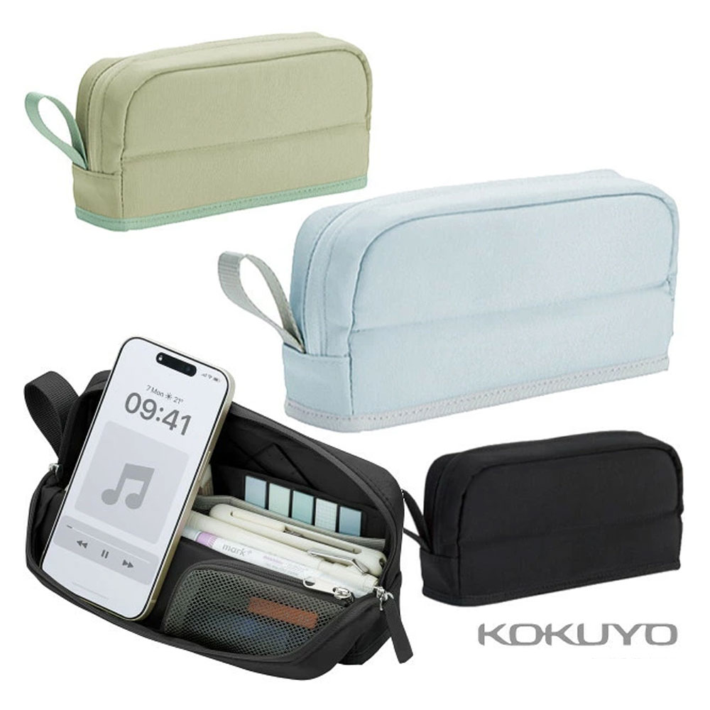 고쿠요 카네코 대용량 펜 케이스 필통 스마트폰 수납 파우치