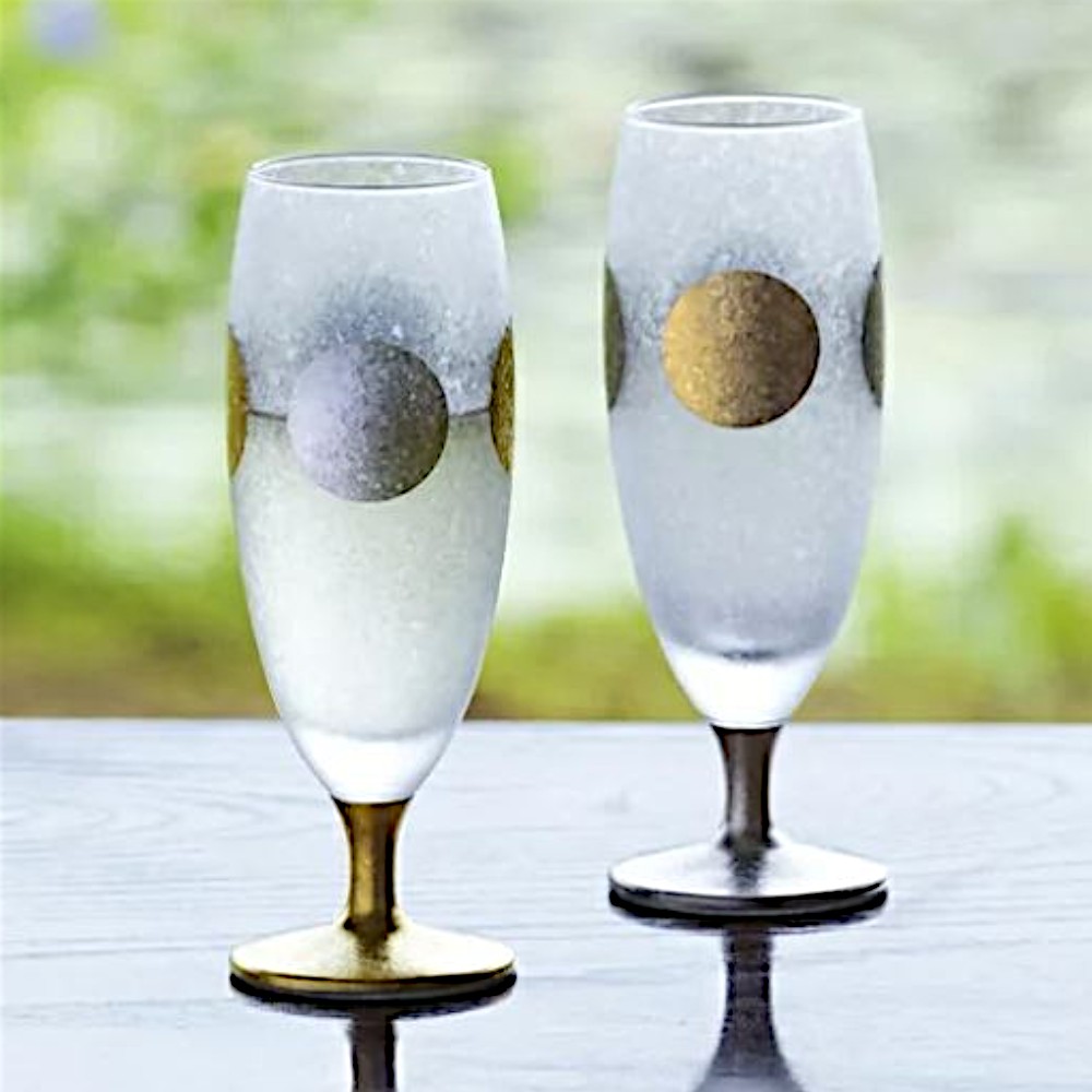 일본 아데리아 이시즈카 일월 와인 글라스 샴페인잔 125ml 2개 세트