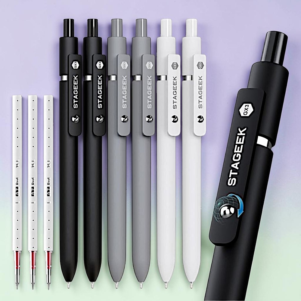 스테이지크 볼펜 GX3 젤 잉크펜 6개 레드 리필심 3개 포함 0.7mm