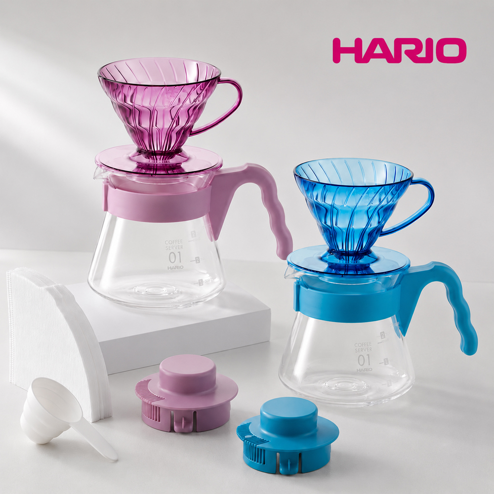 하리오 V60 컬러브루 1~2인용 핸드드립 커피 서버 세트 450ml