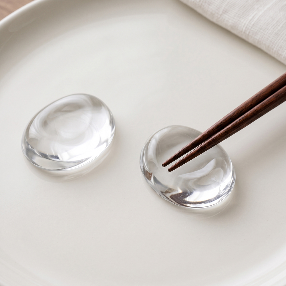 일본 아데리아 테비네리 유리 젓가락받침 투명 수저받침