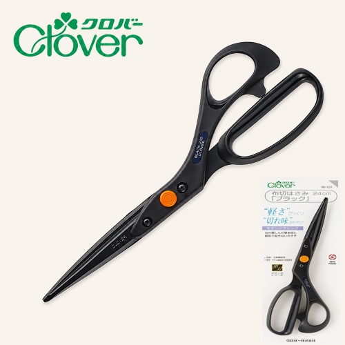 일본 크로바 천 양장 원단 클로버 재단가위 24cm 블랙 CLOVER 36-191