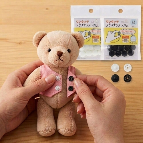키요하라 선코코 인형옷 DIY 원터치 티단추 슬림 13mm 기구없이 단추달기