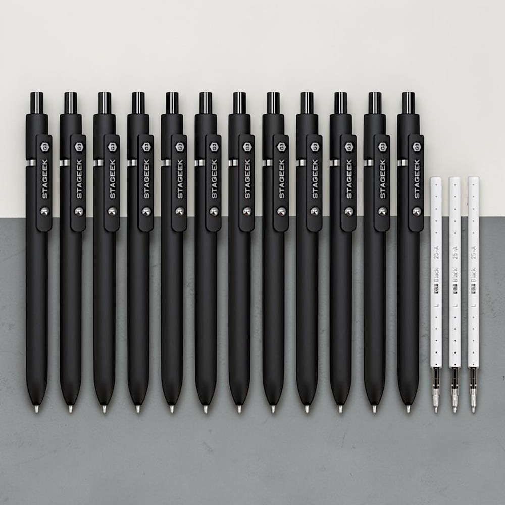 스테이지크 GX3 블랙 0.7mm 젤 펜 12개입 리필 3개 포함