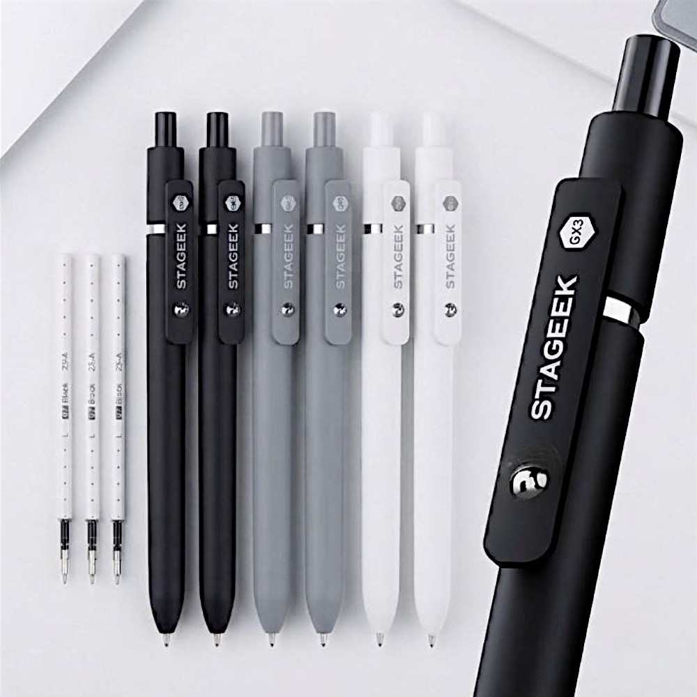 스테이지크 GX3 블랙 0.7mm 볼펜 6개입 블랙잉크 리필심 3개입 세트