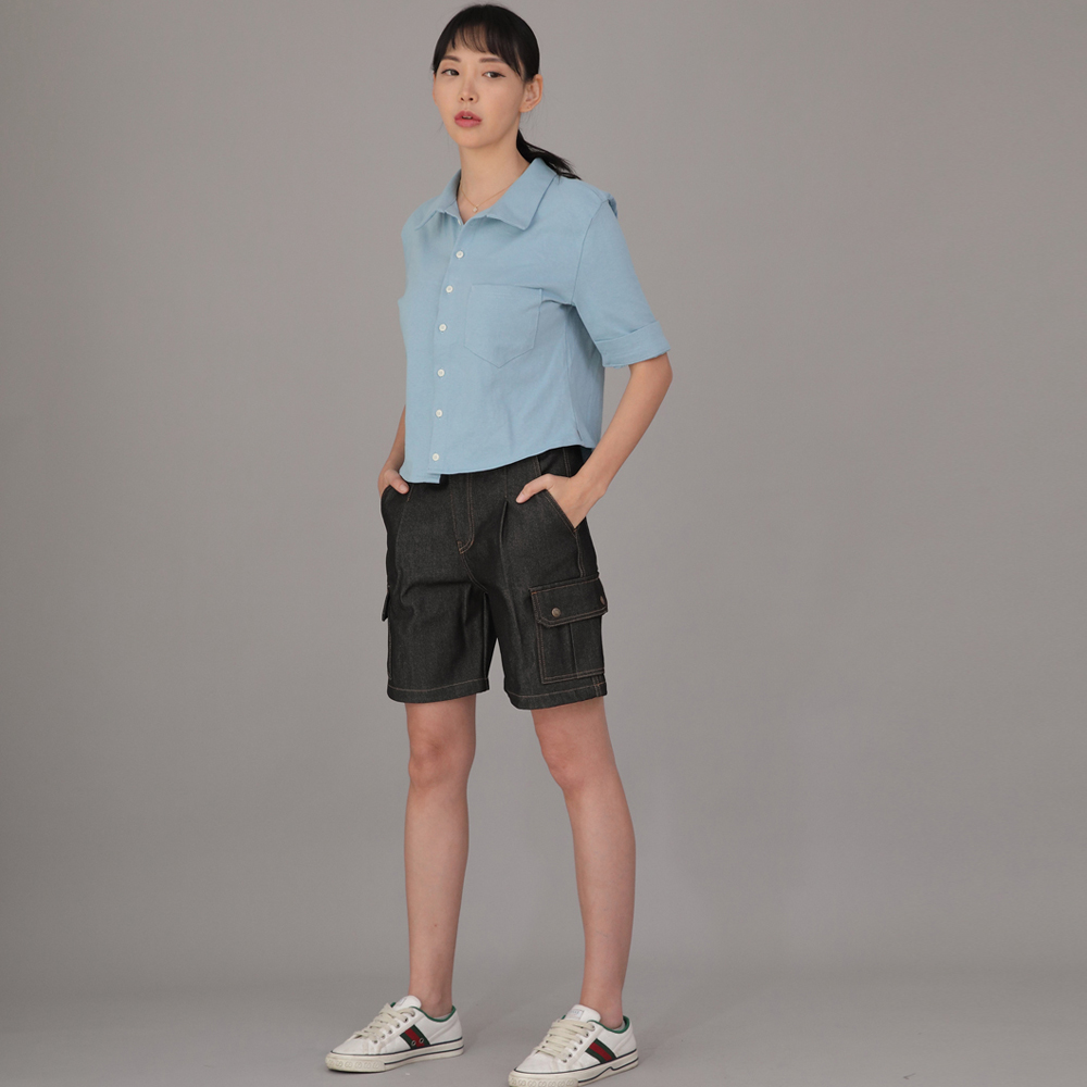 레트로라인 카고 반바지 RBC-340 데님 블랙