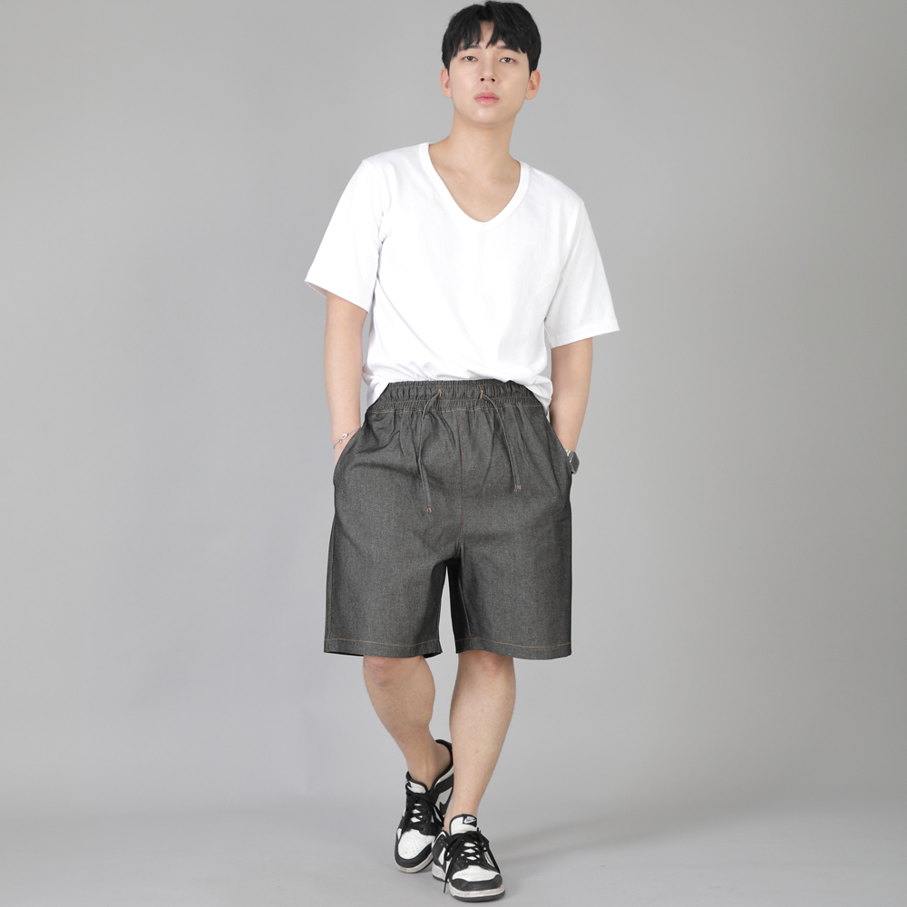 립스포켓 반바지 ERS-349 데님 그레이블랙