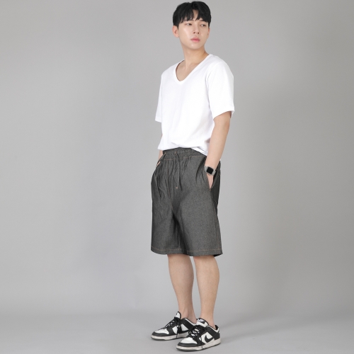 립스포켓 반바지 ERS-349 데님 그레이블랙