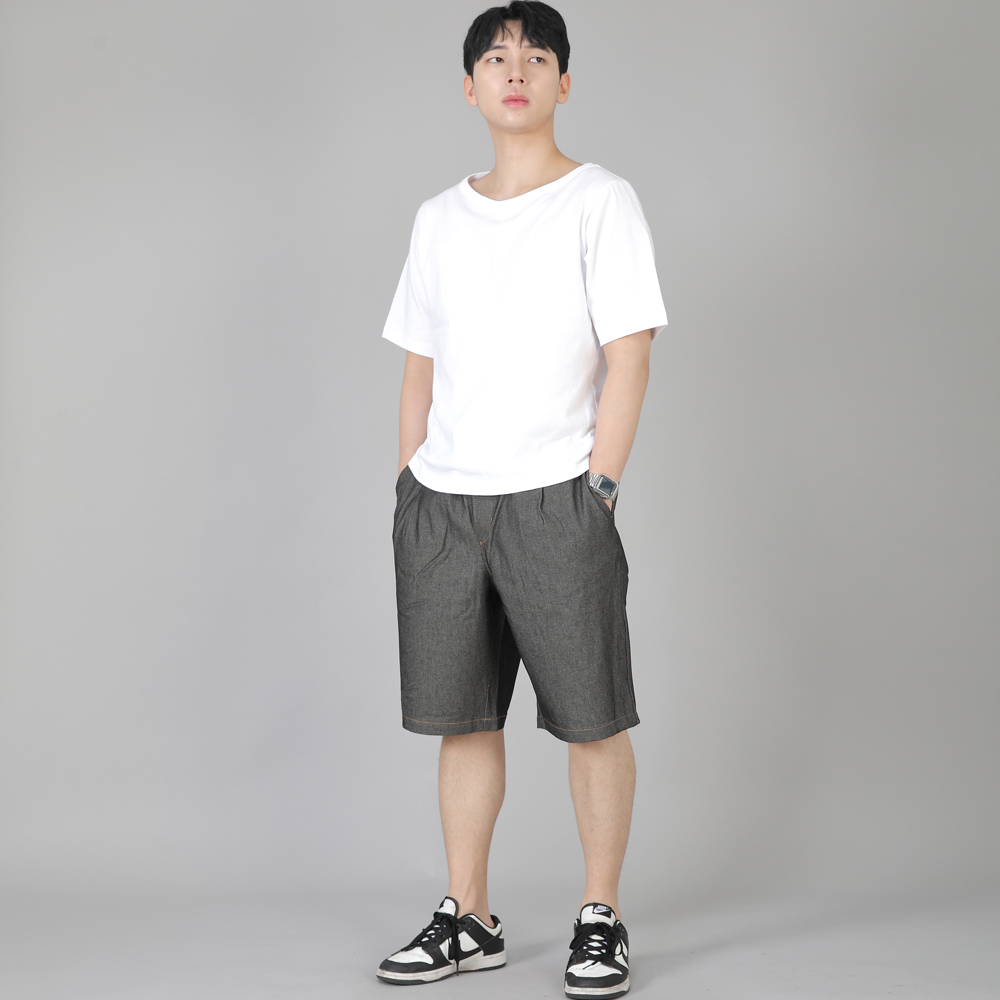 핀턱 반바지 EPS-350 데님 그레이블랙