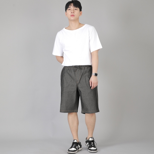 핀턱 반바지 EPS-350 데님 그레이블랙
