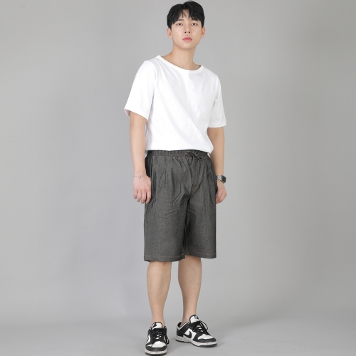 핀턱 반바지 EPS-350 데님 그레이블랙