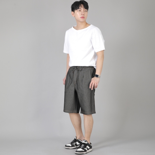 핀턱 반바지 EPS-350 데님 그레이블랙