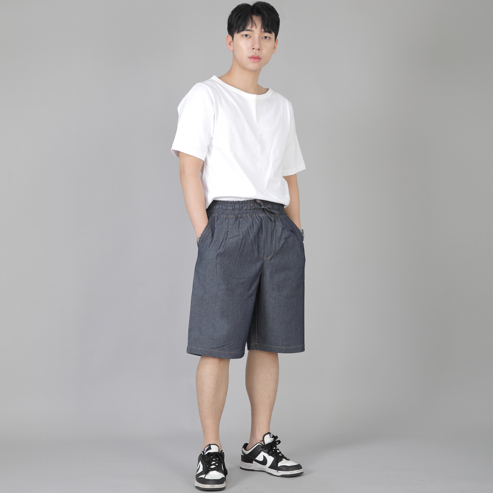 핀턱 반바지 EPS-350 데님 라이트인디고