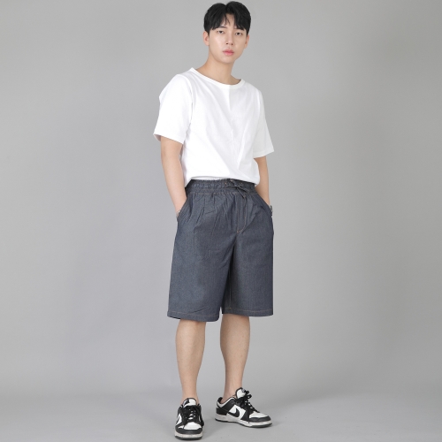 핀턱 반바지 EPS-350 데님 라이트인디고