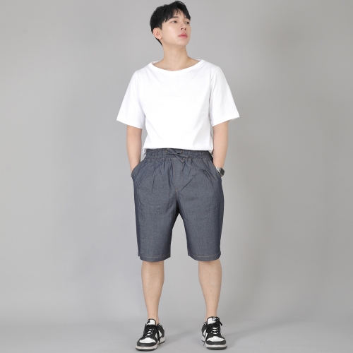 핀턱 반바지 EPS-350 데님 라이트인디고