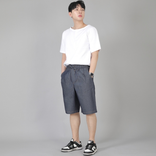 핀턱 반바지 EPS-350 데님 라이트인디고
