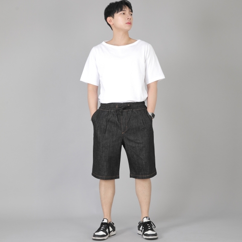핀턱 반바지 EPS-350 데님 블랙